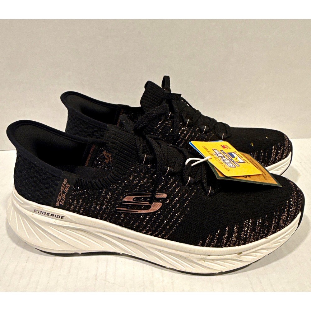 SKECHERS Edgeride Mens 8 Low Top Lace Up Sneaker Black/White Textile 150476
